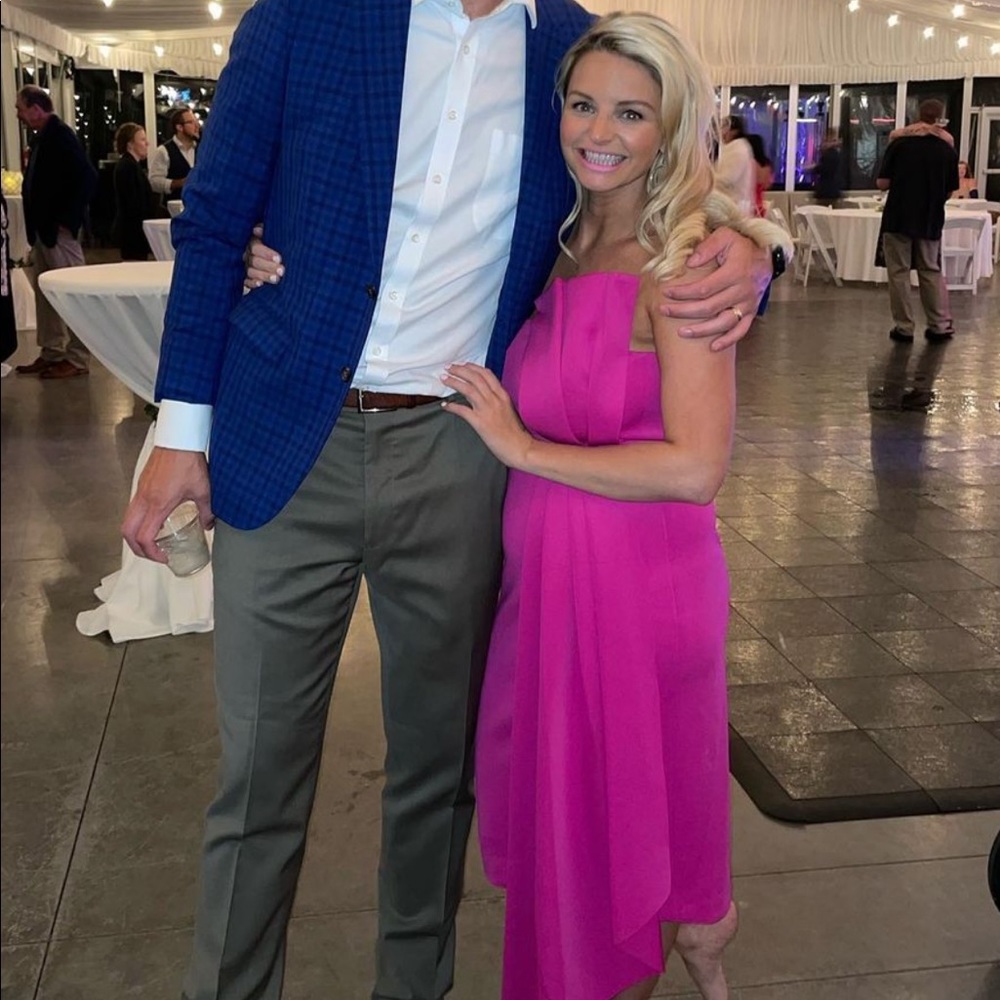 Fuschia dress (worn 1 month postpartum)